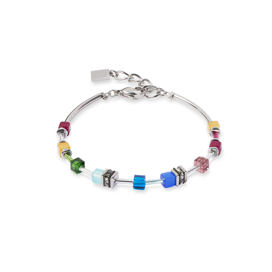 GeoCUBE® Lite Mini Armband Rainbow silber