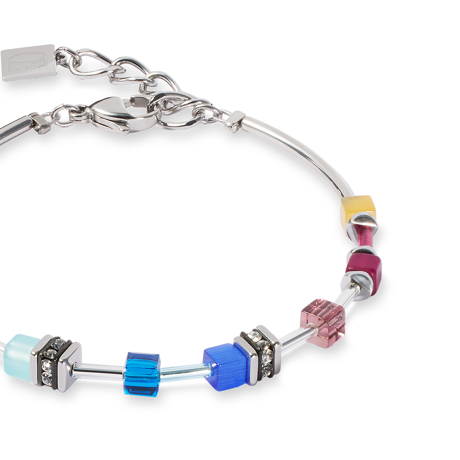 GeoCUBE® Lite Mini Armband Rainbow silber