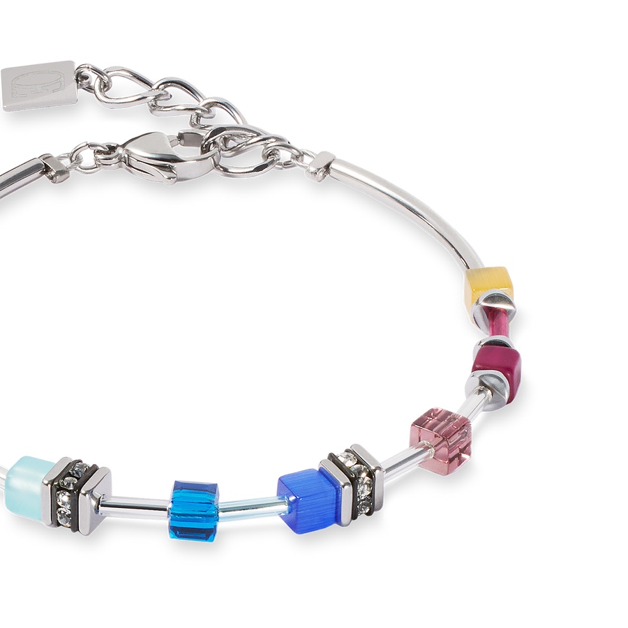 GeoCUBE® Lite Mini Armband Rainbow silber