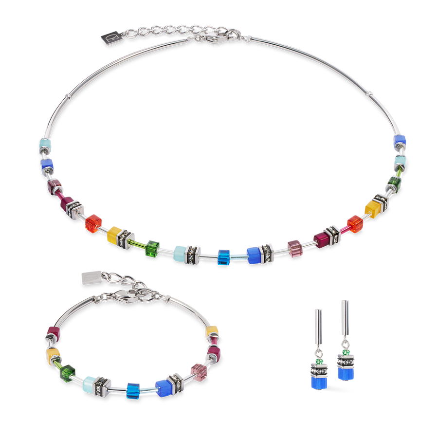 GeoCUBE® Lite Mini Armband Rainbow silber