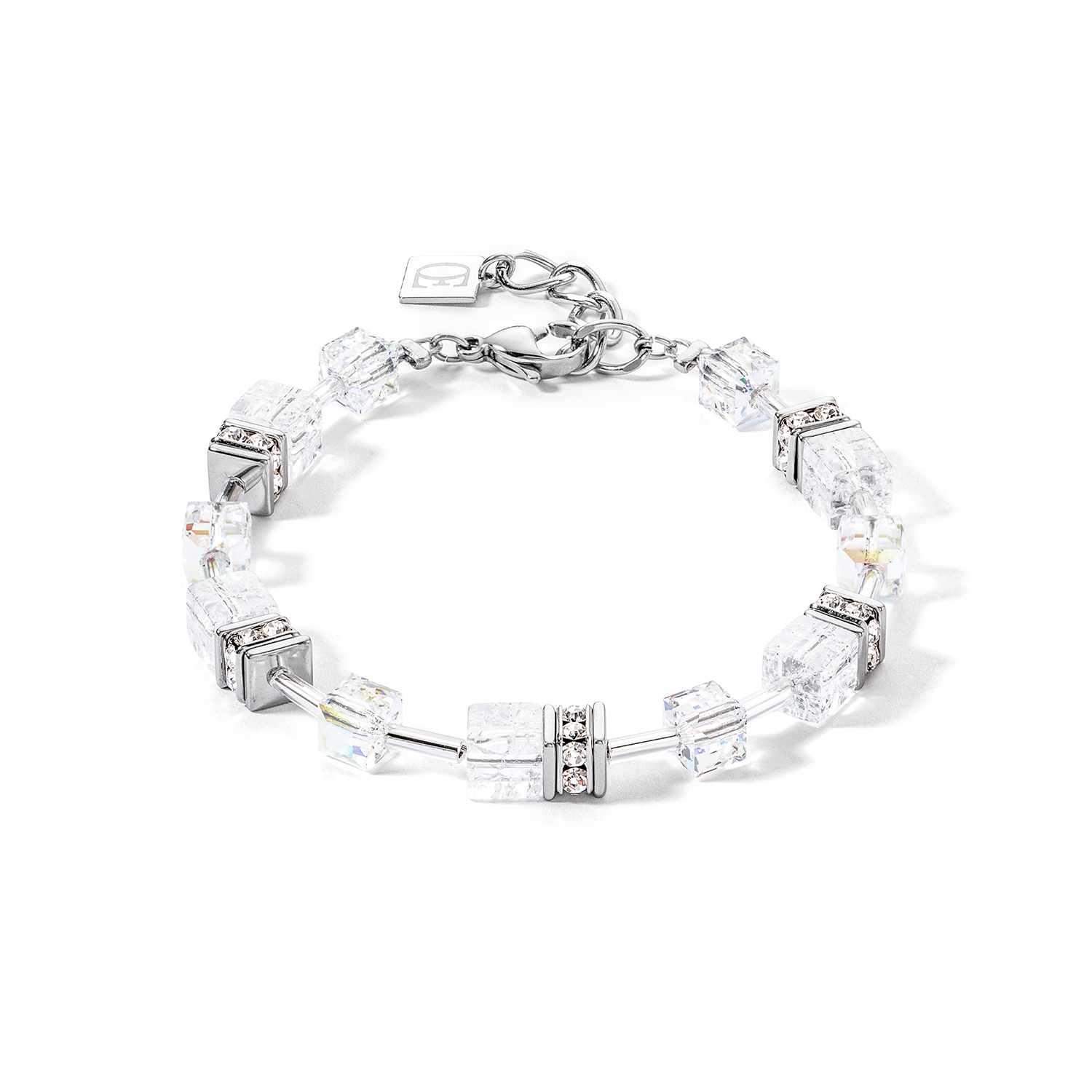 GeoCUBE® Iconic Nature Armband silber-weiß