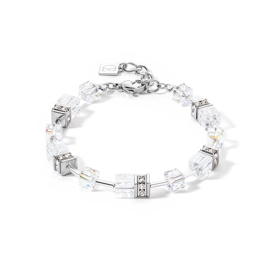 GeoCUBE® Iconic Nature Armband silber-weiß