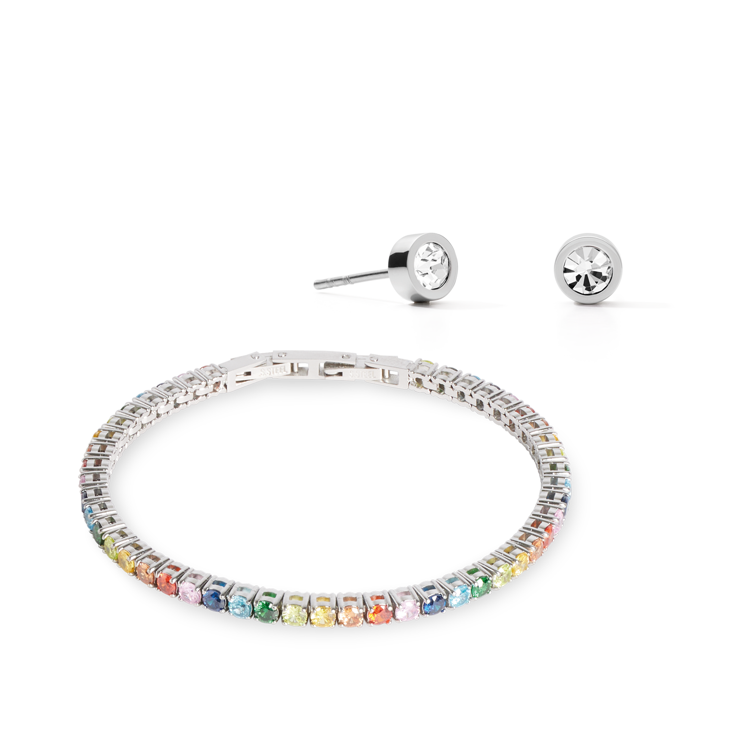 Tennis Stud Silver Multicolour