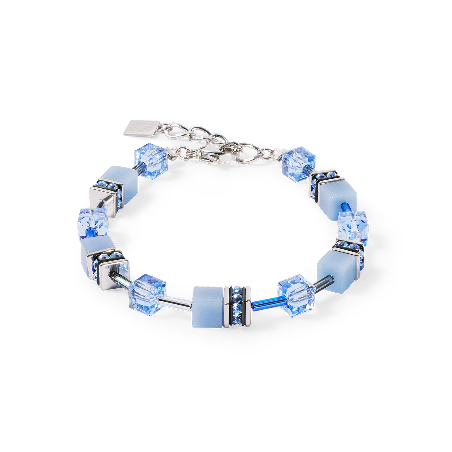 GeoCUBE® Iconic Mono Silber Armband blau