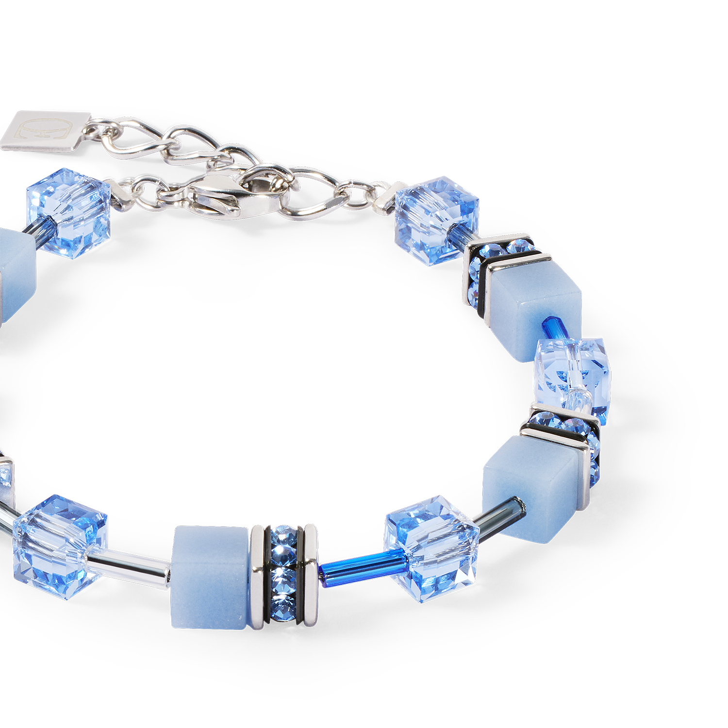 GeoCUBE® Iconic Mono Silber Armband blau