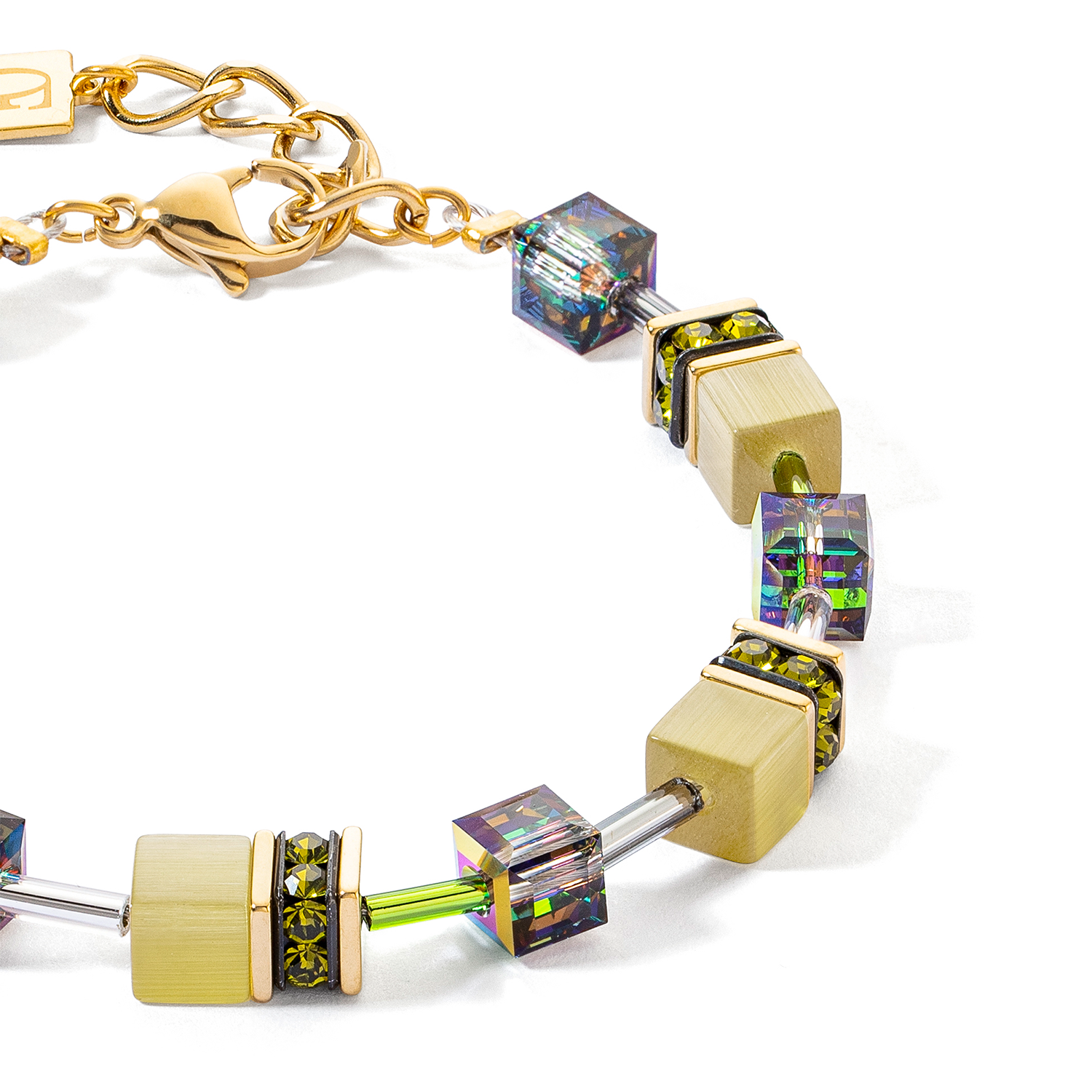 GeoCUBE® Iconic Mono Gold Armband oliv