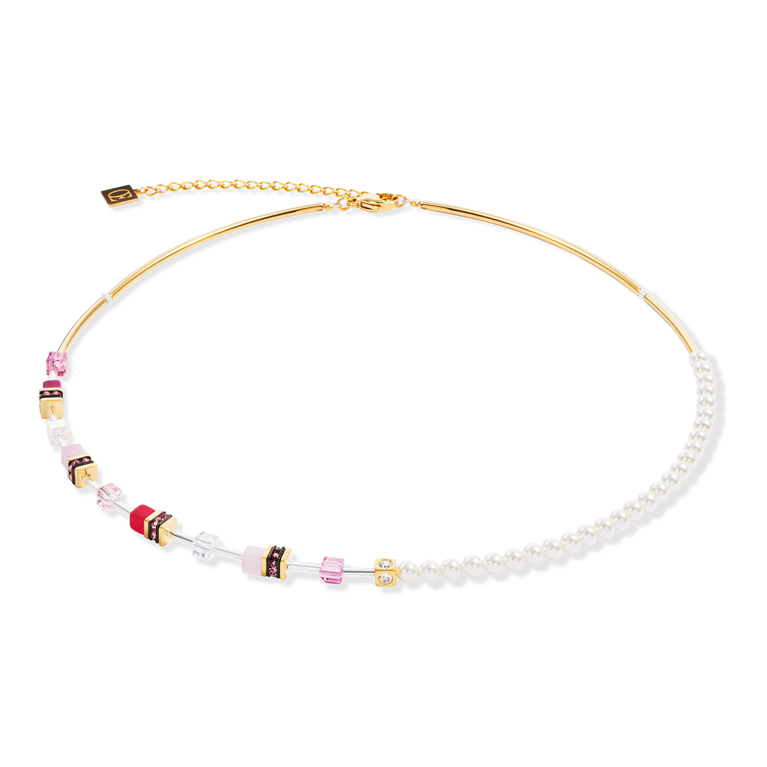 GeoCUBE® Mini Fusion Pearls Halskette gold-rosa