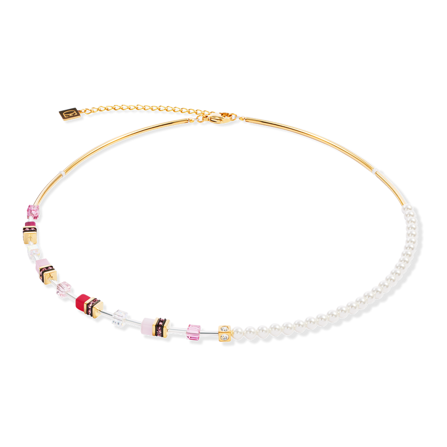 GeoCUBE® Mini Fusion Pearls Halskette gold-rosa