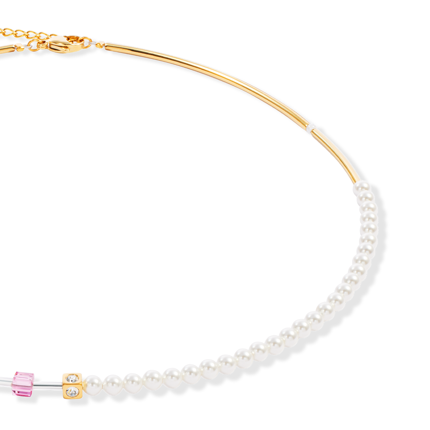 GeoCUBE® Mini Fusion Pearls Halskette gold-rosa