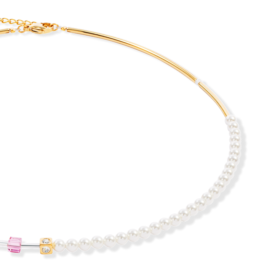 GeoCUBE® Mini Fusion Pearls Halskette gold-rosa