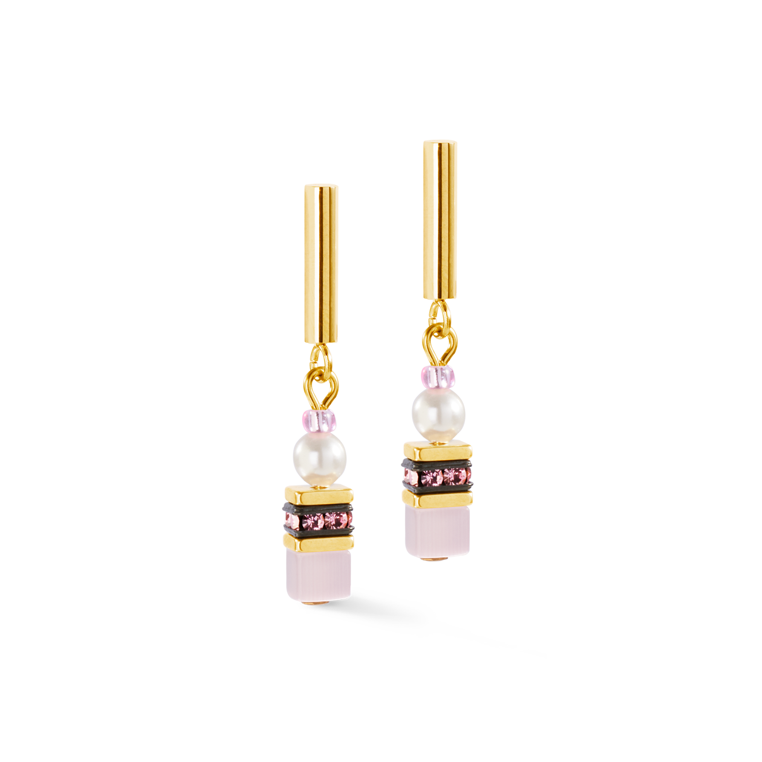 GeoCUBE® Mini Fusion Pearls Ohrringe gold-rosa