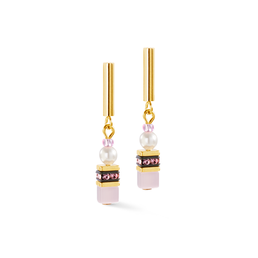 GeoCUBE® Mini Fusion Pearls Ohrringe gold-rosa