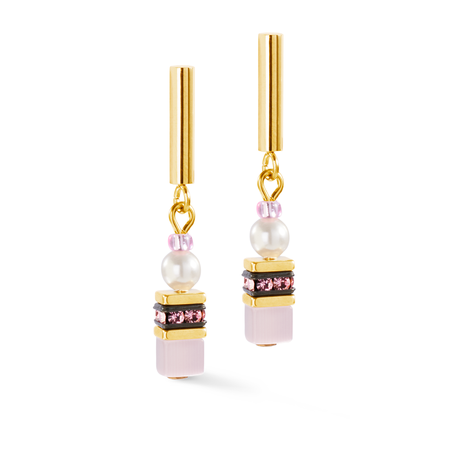 GeoCUBE® Mini Fusion Pearls Ohrringe gold-rosa