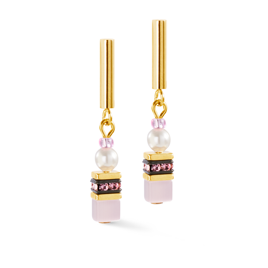 GeoCUBE® Mini Fusion Pearls Ohrringe gold-rosa