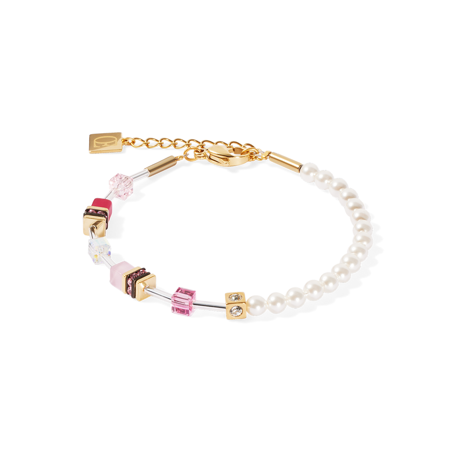 GeoCUBE® Mini Fusion Pearls Armband gold-rosa