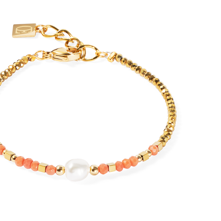 Armband Sunset Pearl gold-koralle