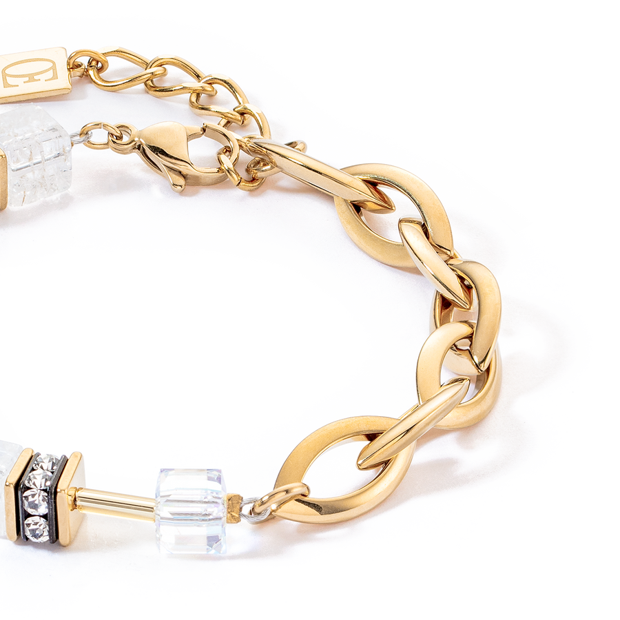 GeoCUBE® Festive Layer Armband gold-weiß