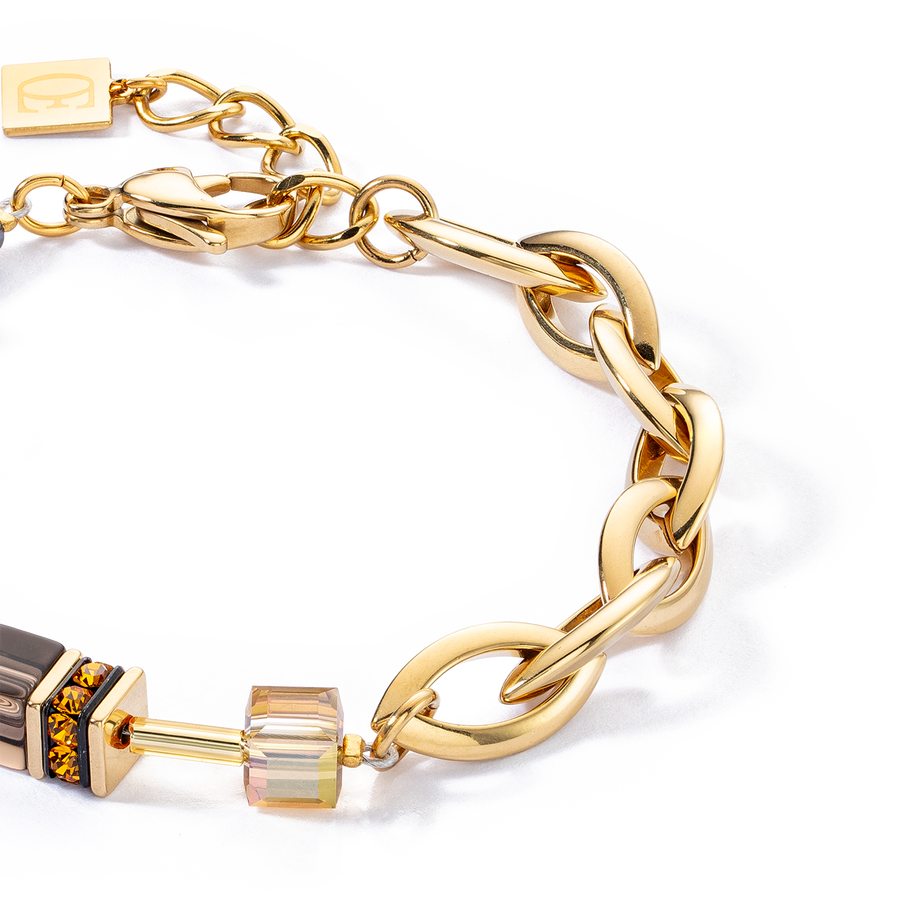 GeoCUBE® Chunky Chain Armband gold-braun