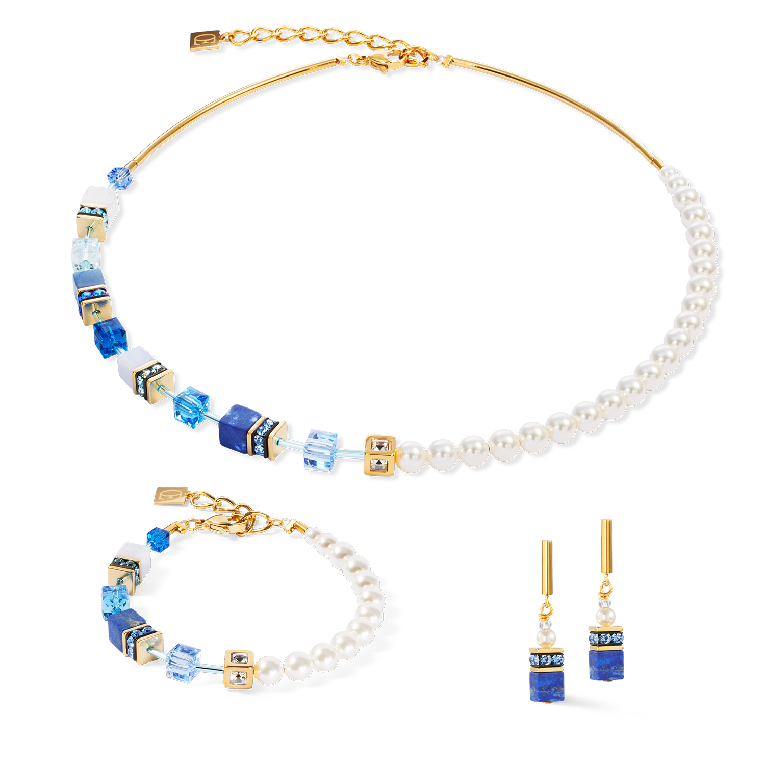 GeoCUBE® Precious Fusion Pearls Halskette blau