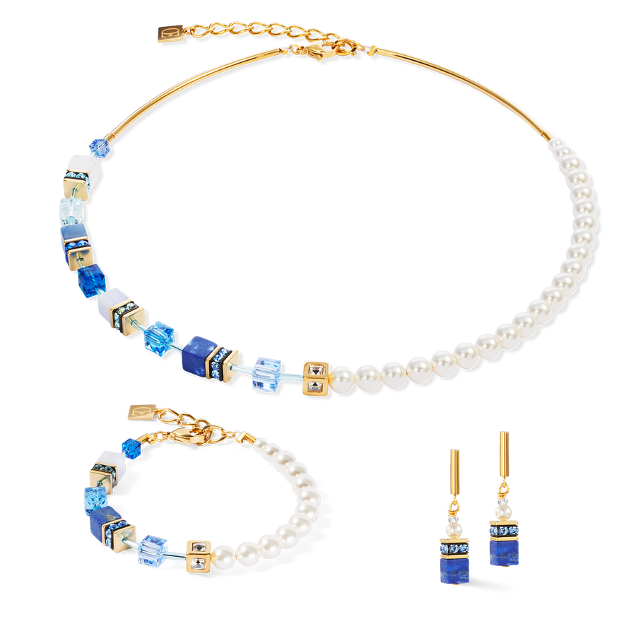 GeoCUBE® Precious Fusion Pearls Halskette blau