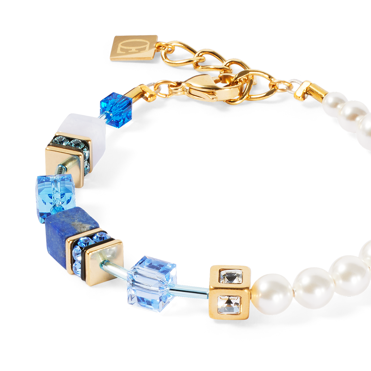 GeoCUBE® Precious Fusion Pearls Armband blau