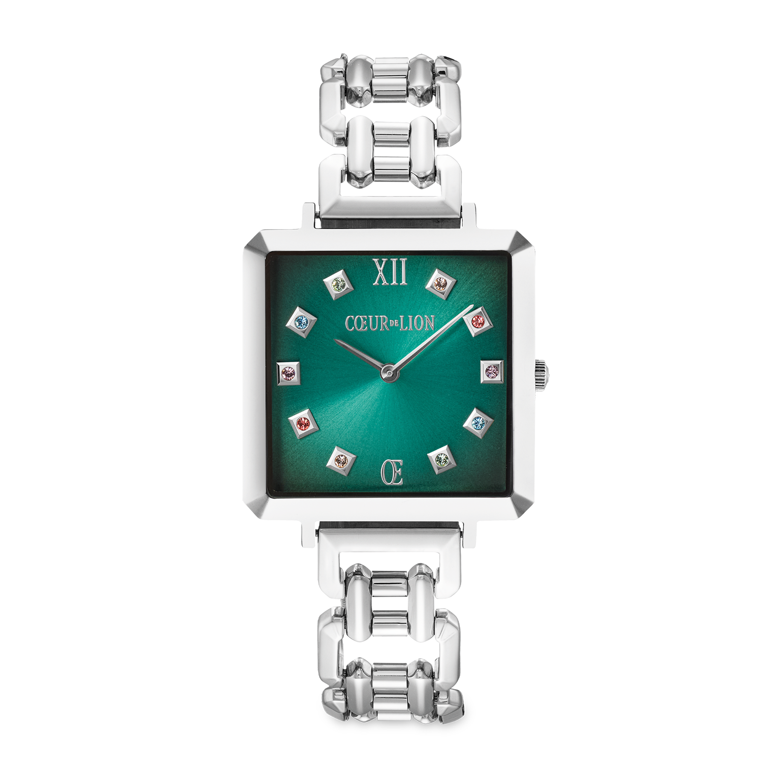 Geschenkset Uhr Iconic Cube Turquoise Glaze silber & GeoCUBE® Iconic Armband Magic silber