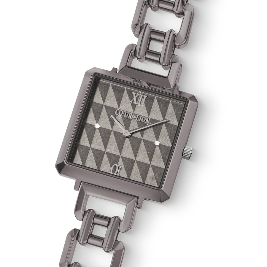 Uhr Iconic Cube Spikes Statement anthrazit