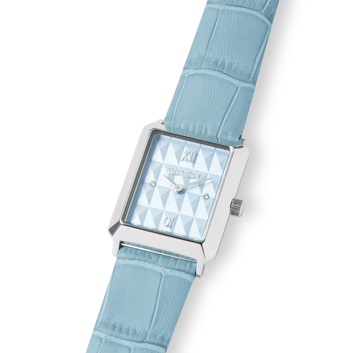 Uhr Iconic Spikes Sky Blue Silber Armband Leder Hellblau