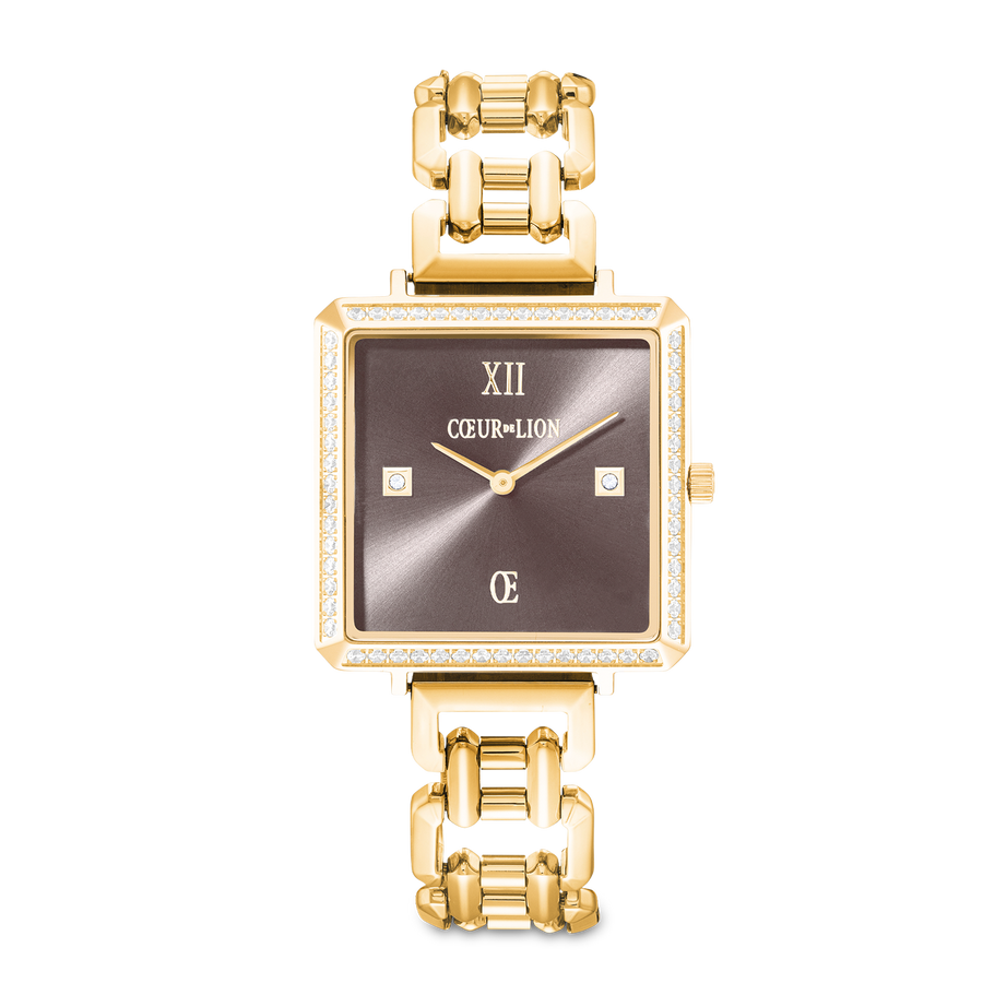 Uhr Iconic Cube Sparkling Mystic Mocca Statement gold