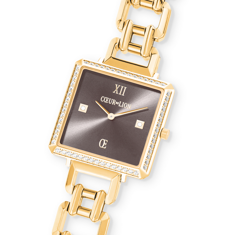 Uhr Iconic Cube Sparkling Mystic Mocca Statement gold