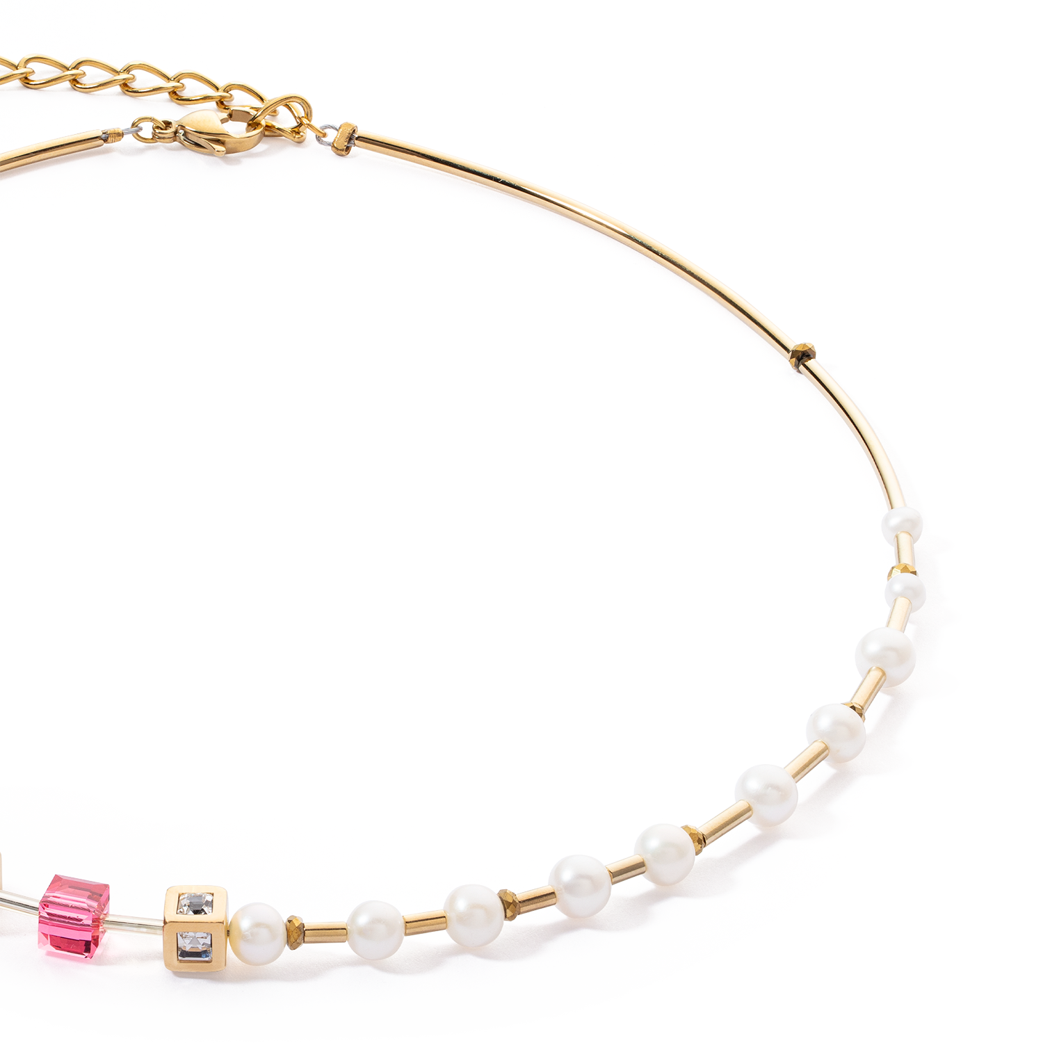 Halskette GeoCUBE® Fusion Precious Pearl Mix Gold-Pink