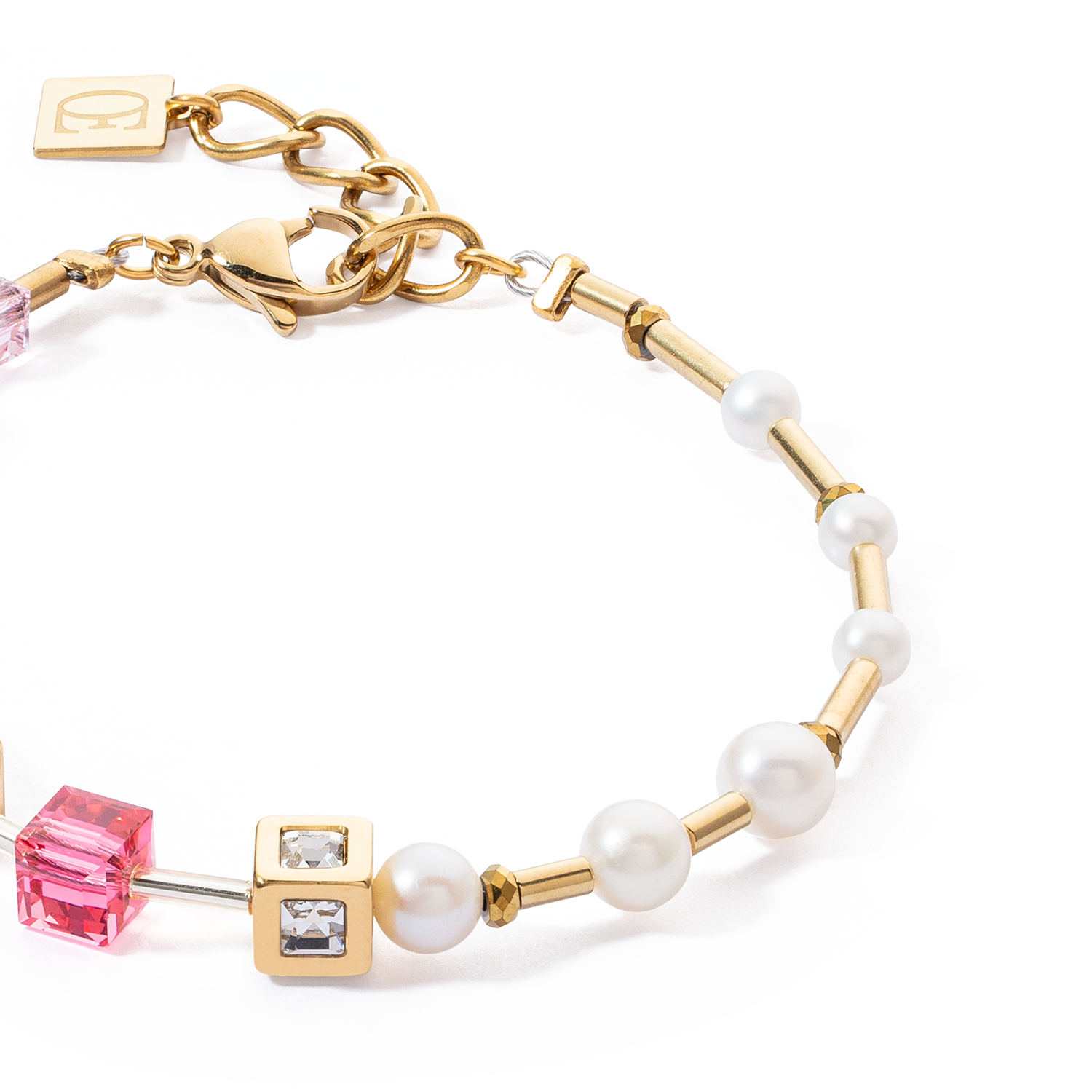 Armband GeoCUBE® Fusion Precious Pearl Mix Gold-Pink