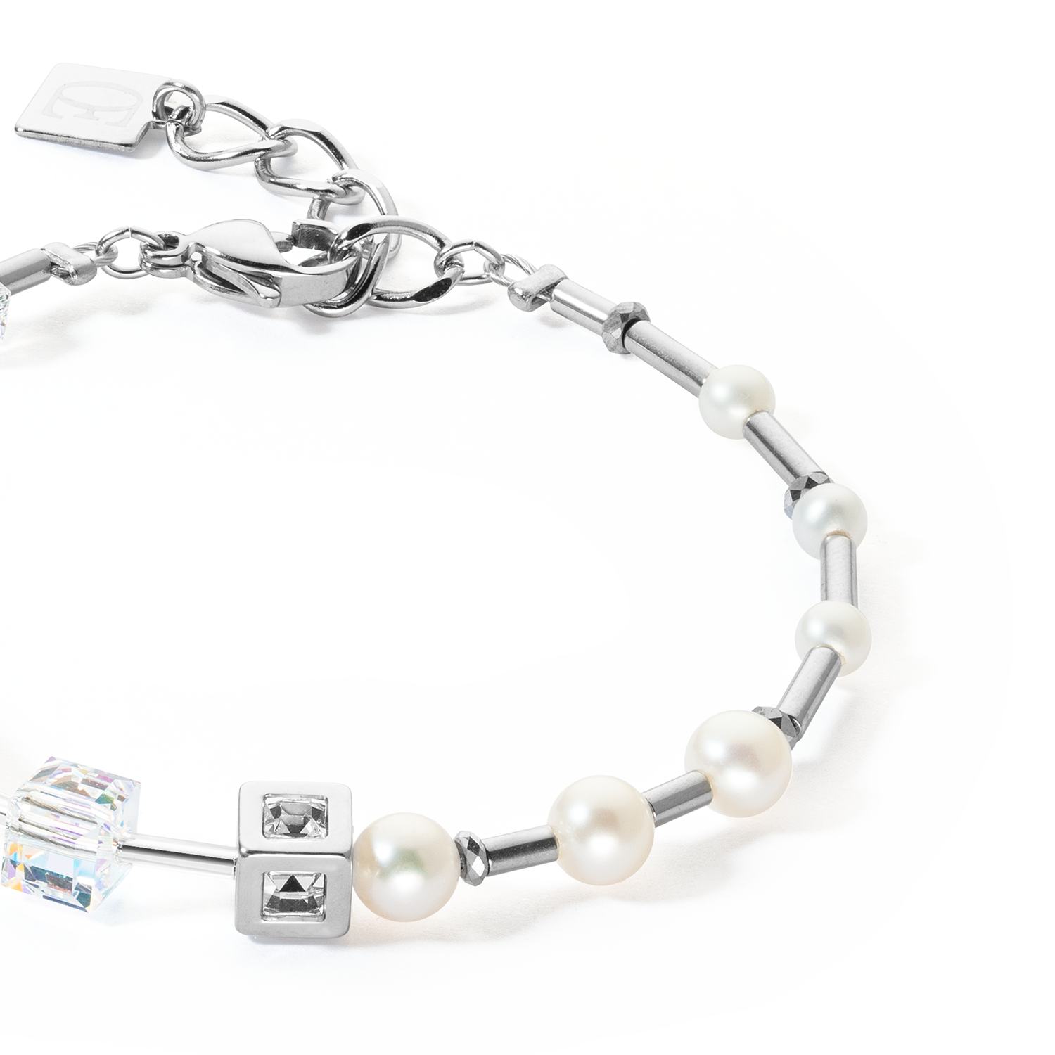 Armband  GeoCUBE® Fusion Precious Pearl Mix silber-grau