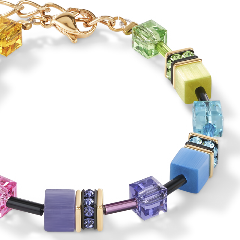 GeoCUBE® Armband multicolor rainbow gold