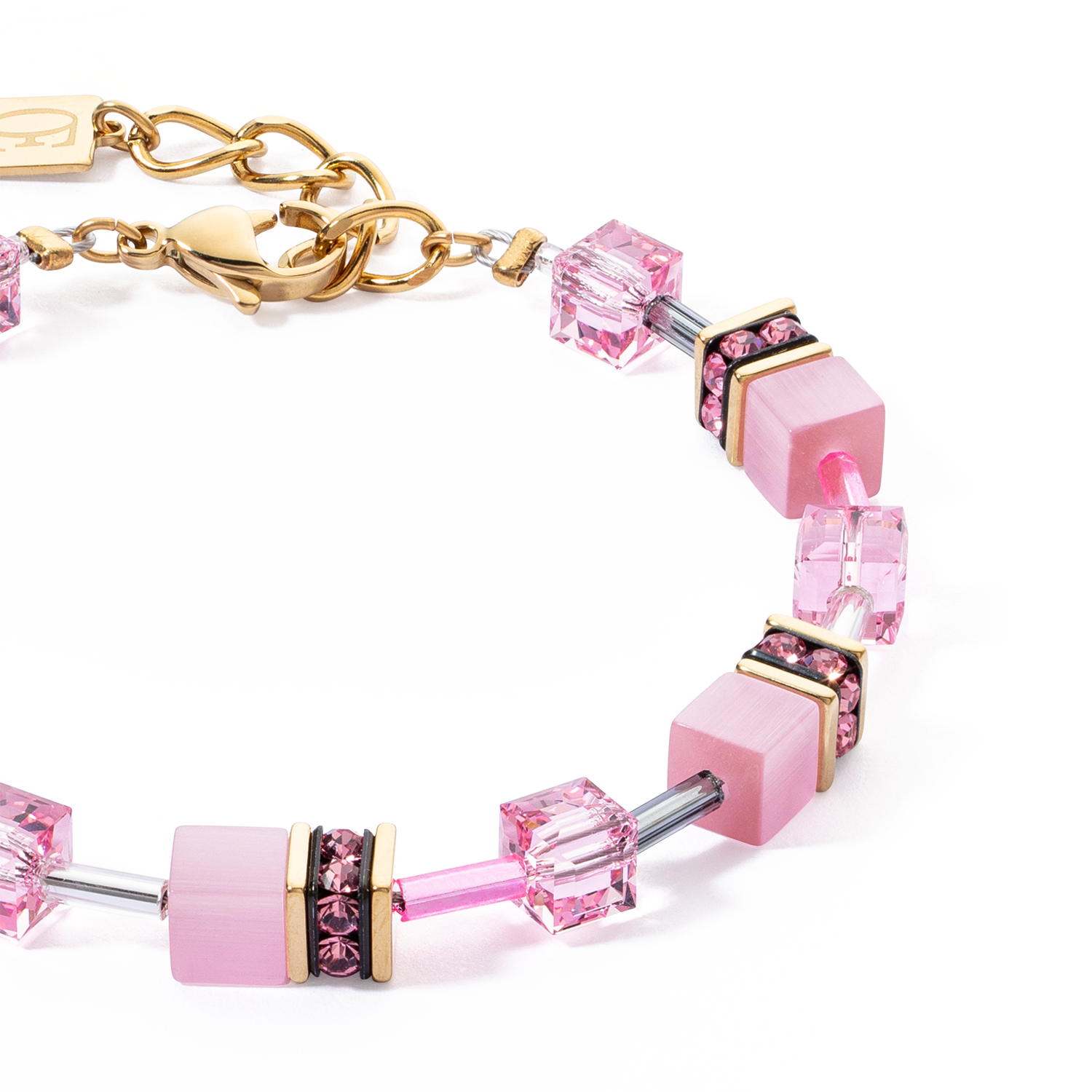 GeoCUBE® Iconic Mono Gold Armband Rosa