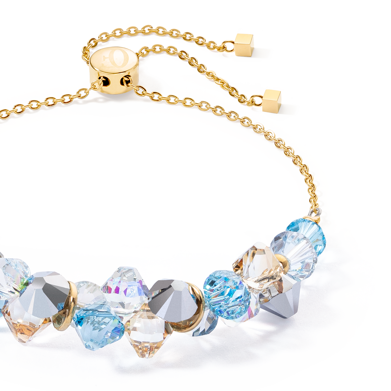 Dancing Crystals Armband Gold Aqua