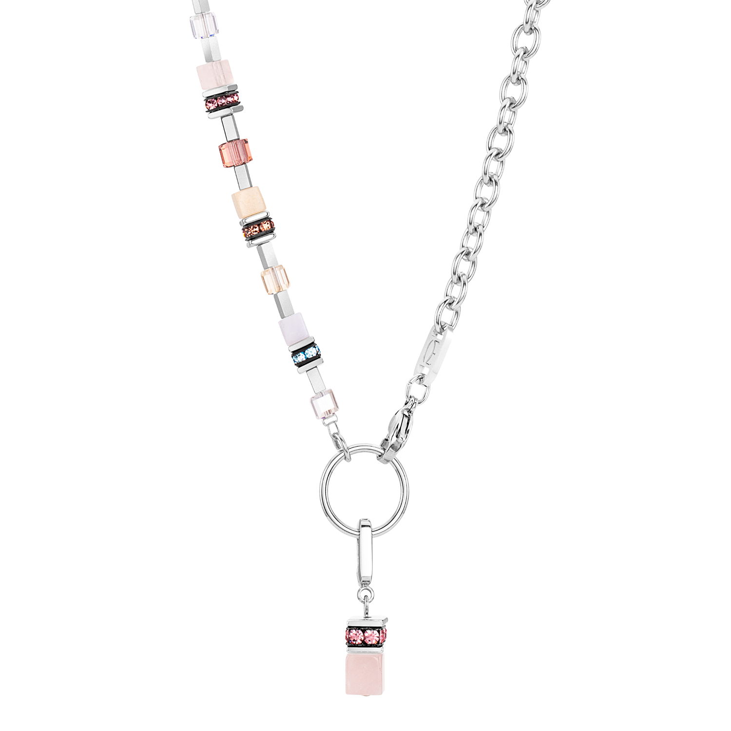 GeoCUBE® Fusion Charm Halskette Silber-Pastell