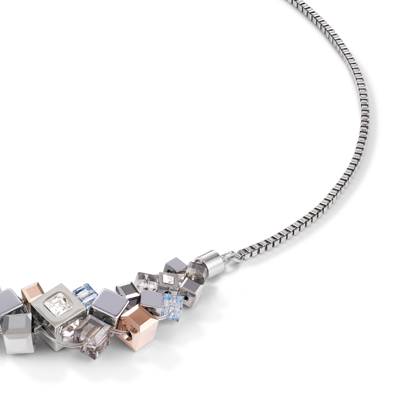 Halskette GeoCUBE® Cluster silber-rosegold