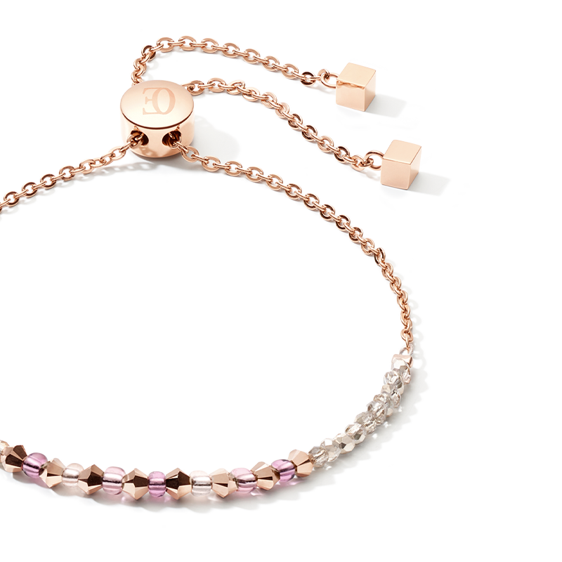 Armband 2-layers feine Kristalle & Edelstahl roségold flieder