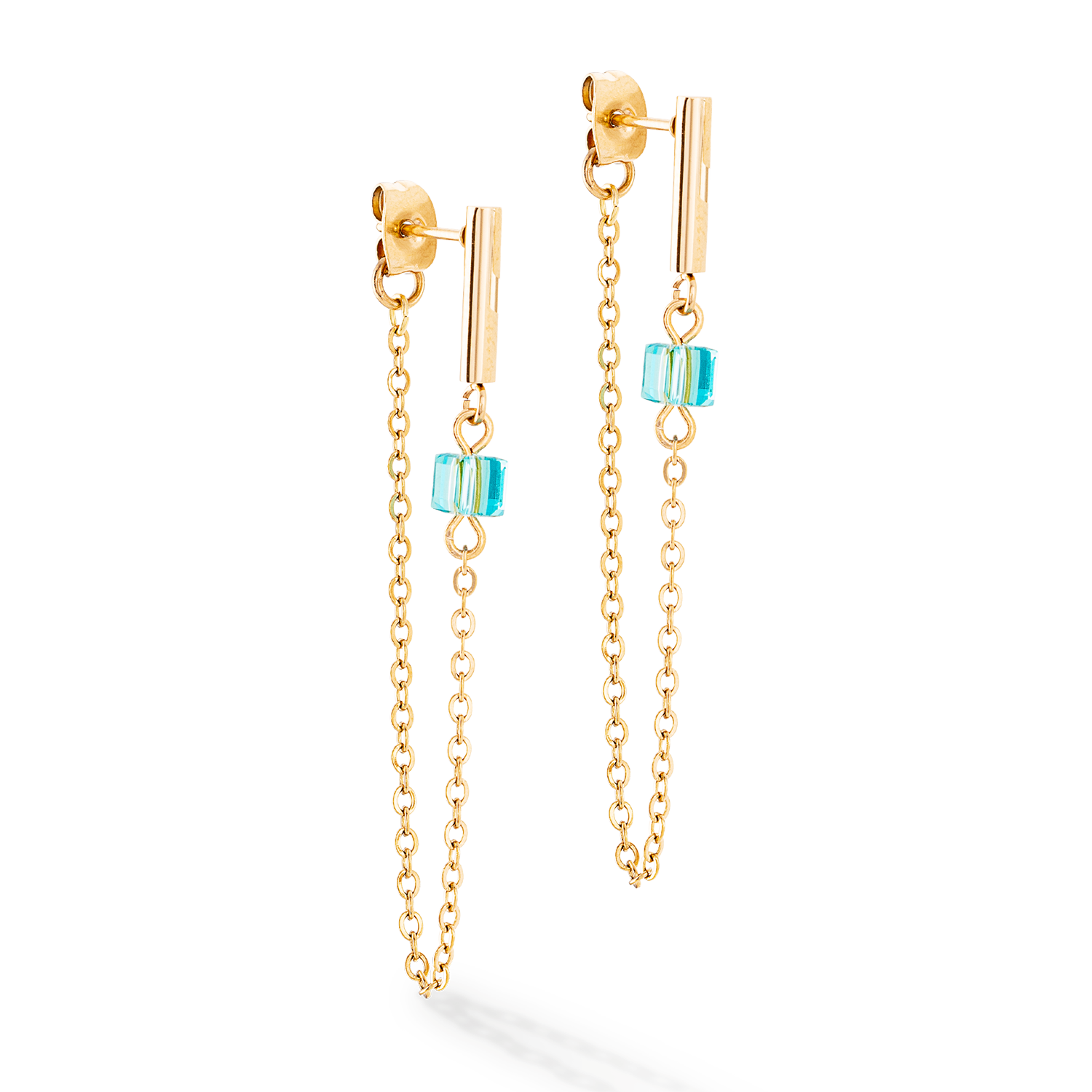 Ohrringe Mini Cubes & Chain Gold-Multicolor