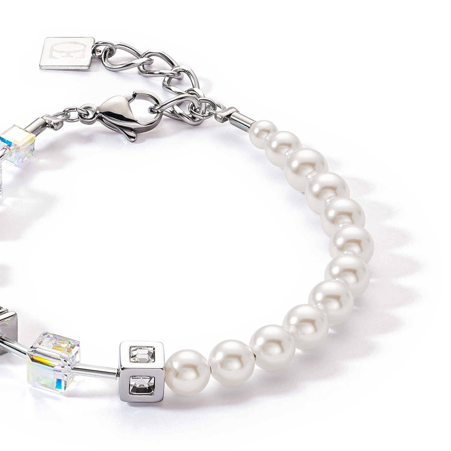 GeoCUBE® Precious Fusion Pearls Armband weiß