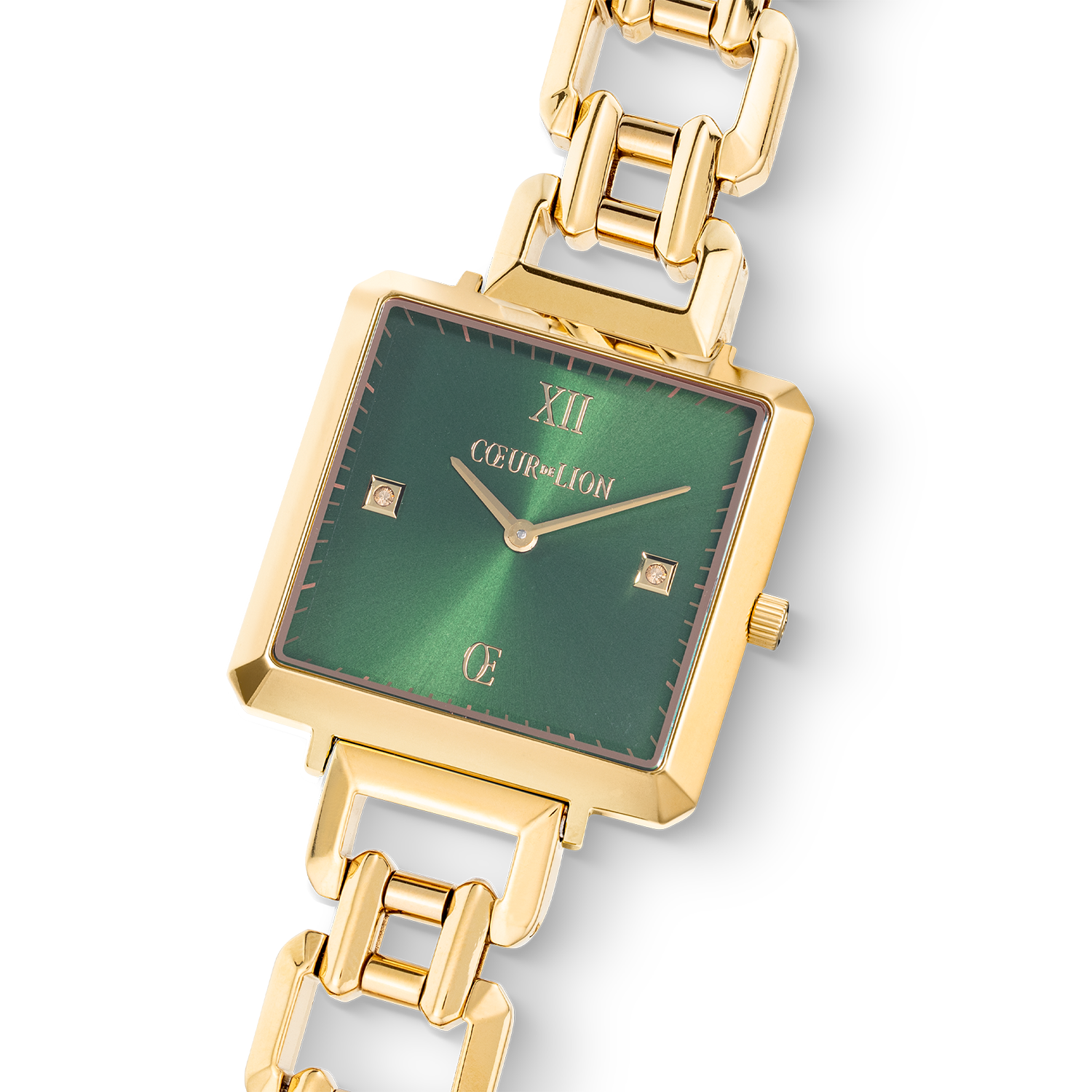 Uhr Iconic Cube Glamorous Green Statement gold